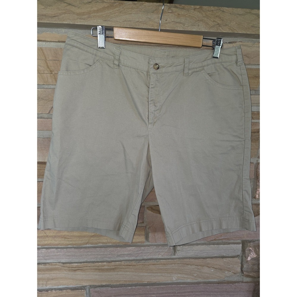 Dickies Women's Khaki Bermuda Shorts Sz 16 Stretch Cotton Casual Chino Workwear
